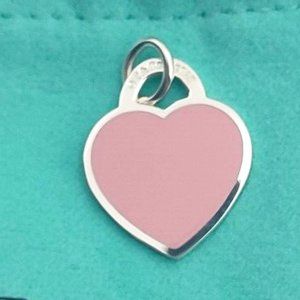 NEW Return to Tiffany® Pink Heart Tag Charm in Silver